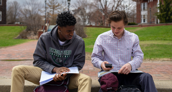 Students sitting outside