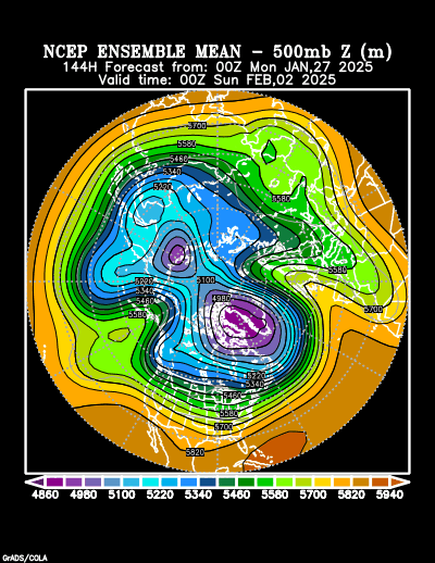 NCEP Ensemble t = 144 hour forecast product