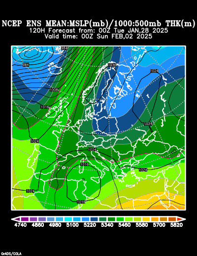 NCEP Ensemble t = 120 hour forecast product