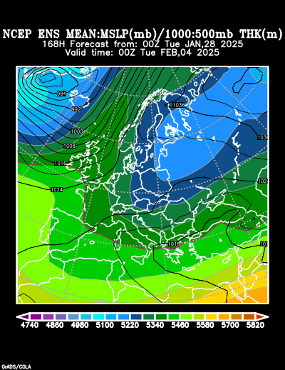 NCEP Ensemble t = 168 hour forecast product