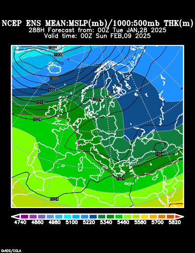 NCEP Ensemble t = 288 hour forecast product