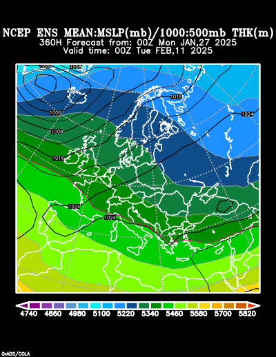 NCEP Ensemble t = 360 hour forecast product