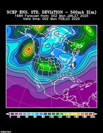 NCEP Ensemble t = 168 hour forecast product