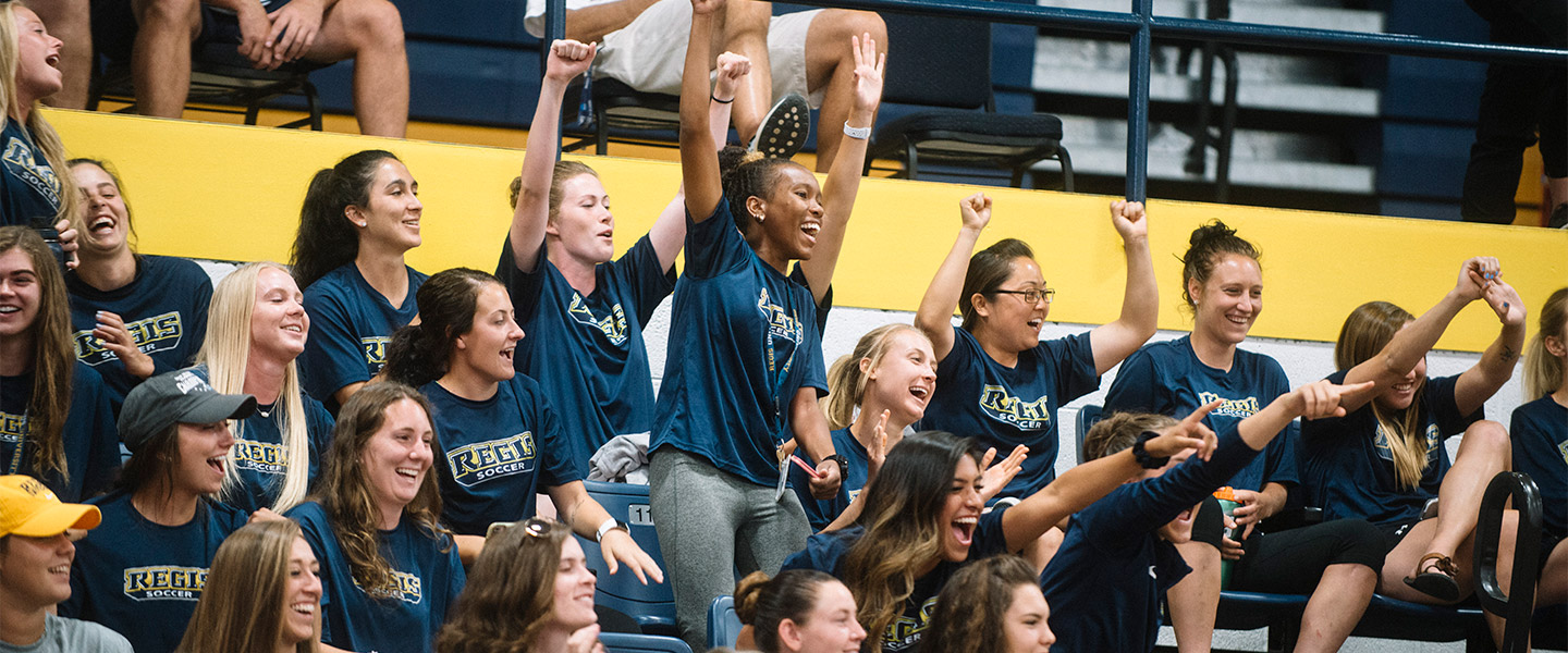 group of students cheering sports image