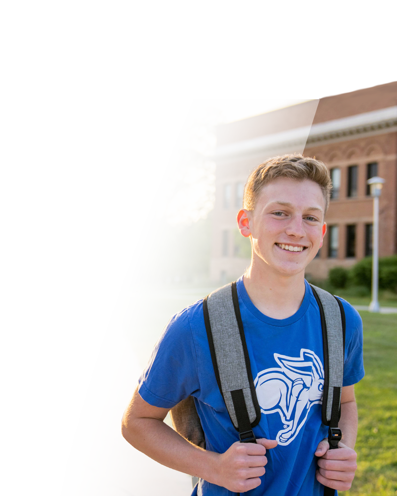 student with backpack