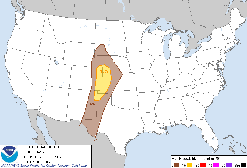 20130524 1630 UTC Day 1 Large Hail Probabilities Graphic