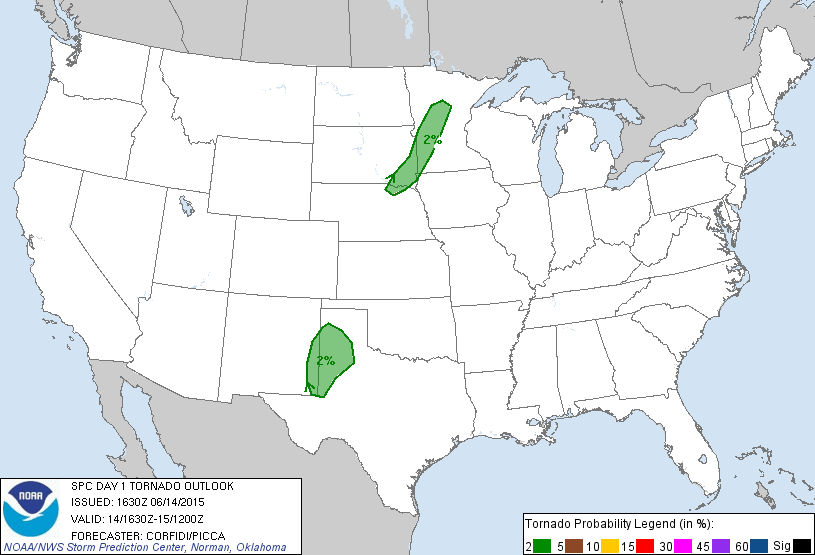 20150614 1630 UTC Day 1 Tornado Probabilities Graphic