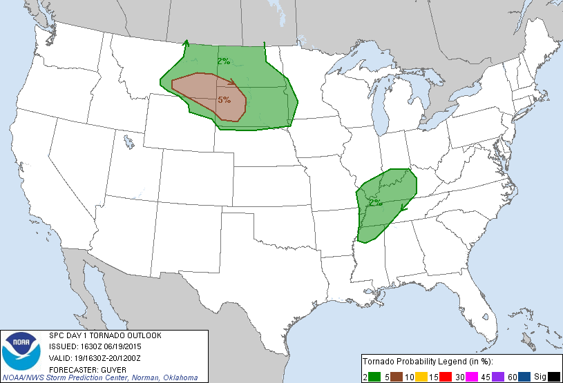 20150619 1630 UTC Day 1 Tornado Probabilities Graphic