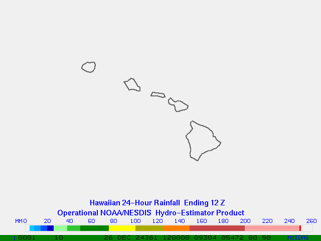 Hydro-Estimator - Eastern Pacific - Hawaii - 24 Hour Estimated Rainfall Images