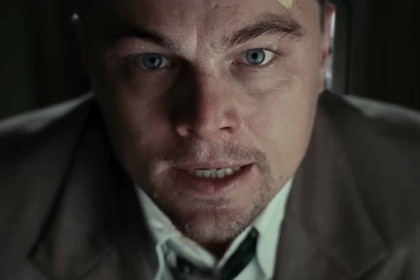 Teddy Daniels (Leonardo DiCaprio) appears strained on Shutter Island (2010).