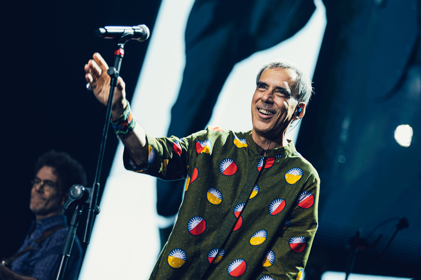 Nando Reis e Arnaldo Antunes no show de reunião do Titãs