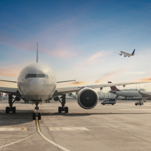 airplane on a runway