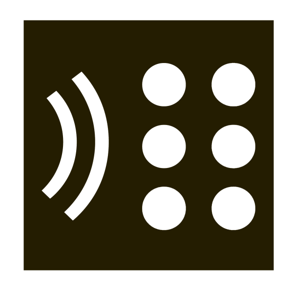 BARD - an icon from the BARD service consisting of sound waves and braille dots