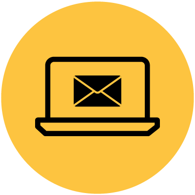 icon of laptop with email envelope on screen