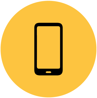 icon of cell phone in a gold circle