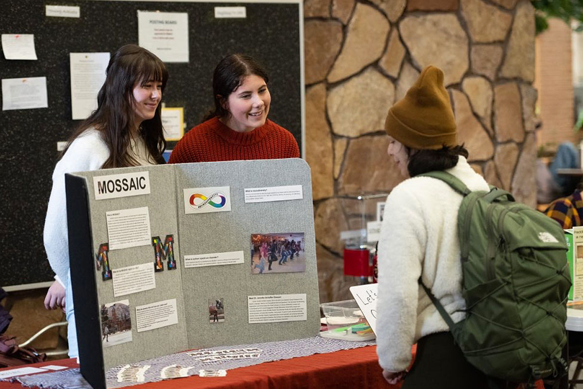 UM students Sophia Boughey and Taylor Sadewic give a presentation about neurodiversity inclusion on the University of Montana campus. 