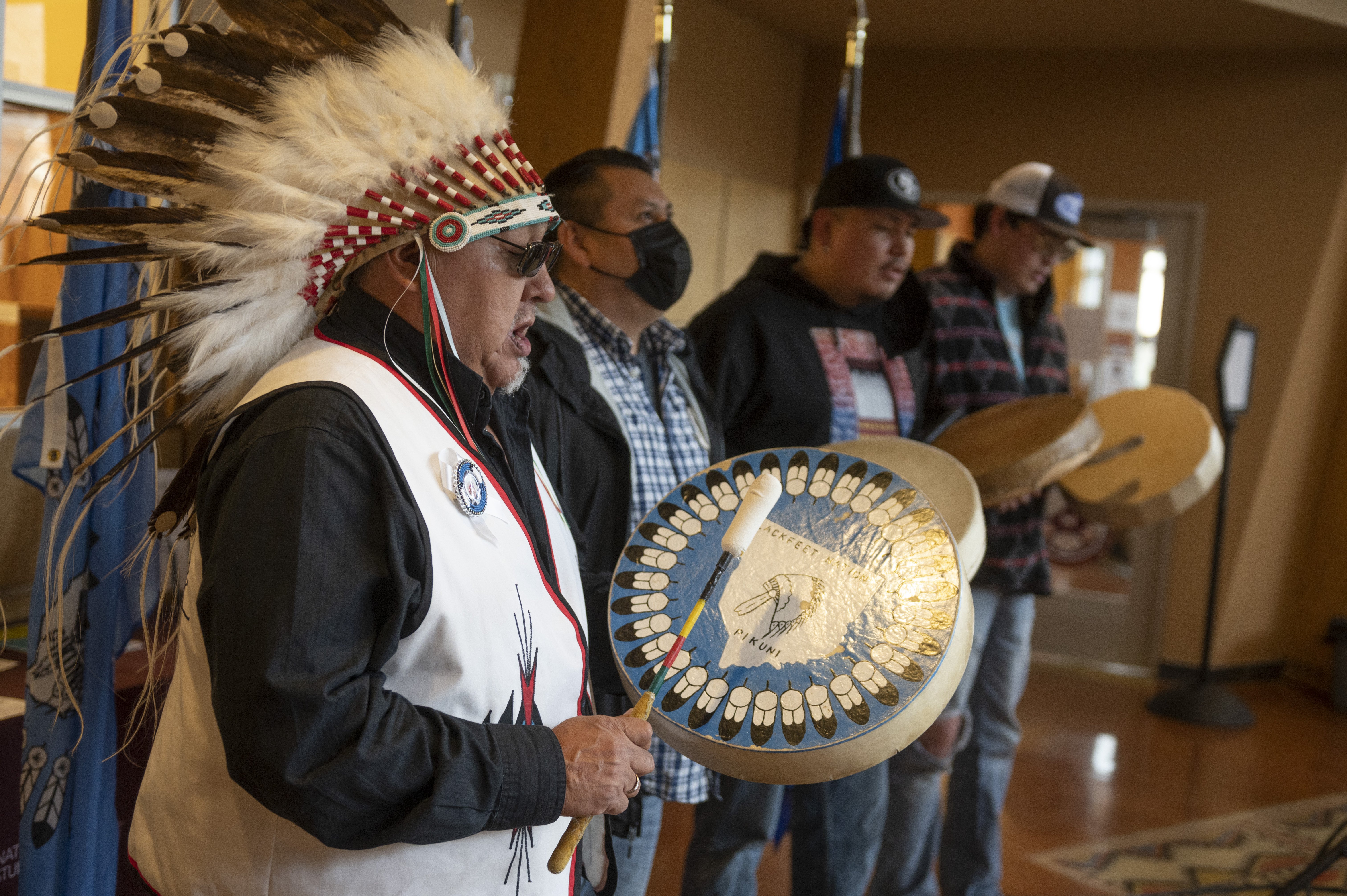 Native Americans singing 