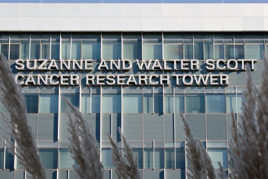 Walter & Suzanne Scott Research Tower at the Fred & Pamela Buffett Cancer Center.