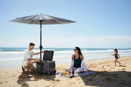 Ce parasol photovoltaïque recharge les téléphones et garde les boissons au frais