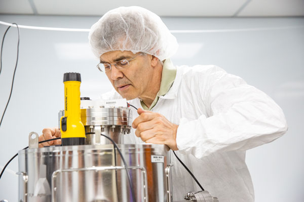 Research professor working in lab