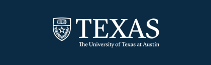 UT Austin logo over a dark blue background