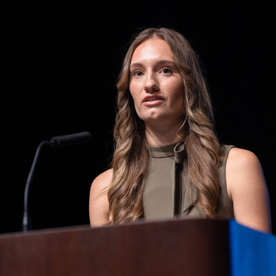 A student giving a speech