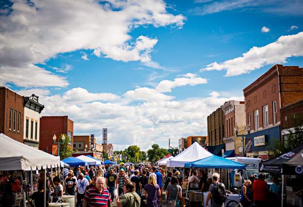 Downtown Laramie during a summer outdoor event.