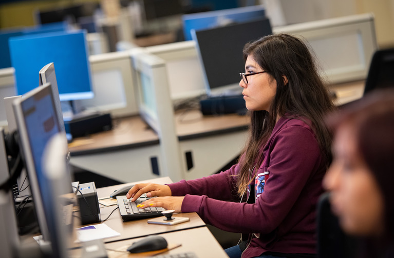 students working in a computer lab