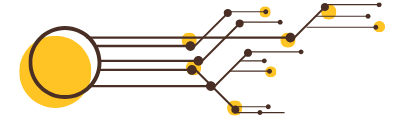 A graphic of an electrode in brown and gold.