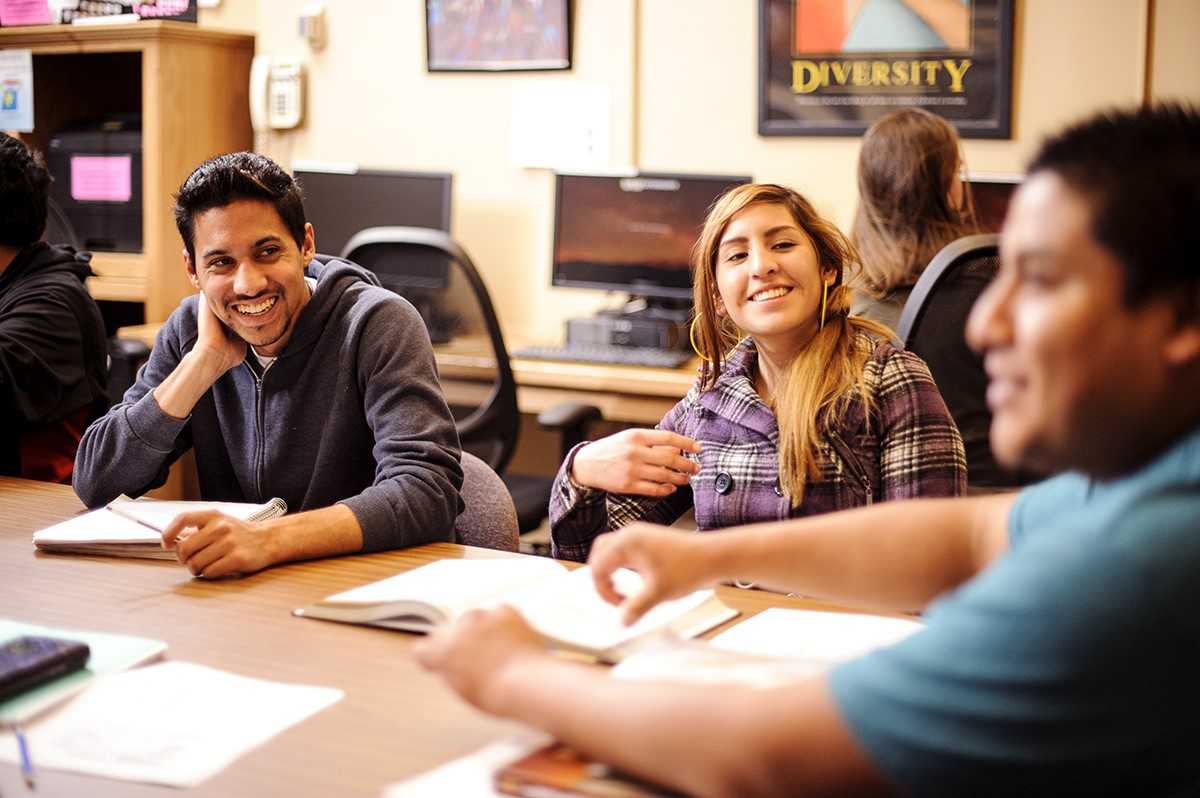 students study together at a table