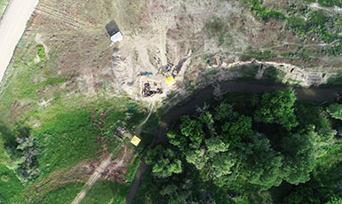 overhead view of archaeological site