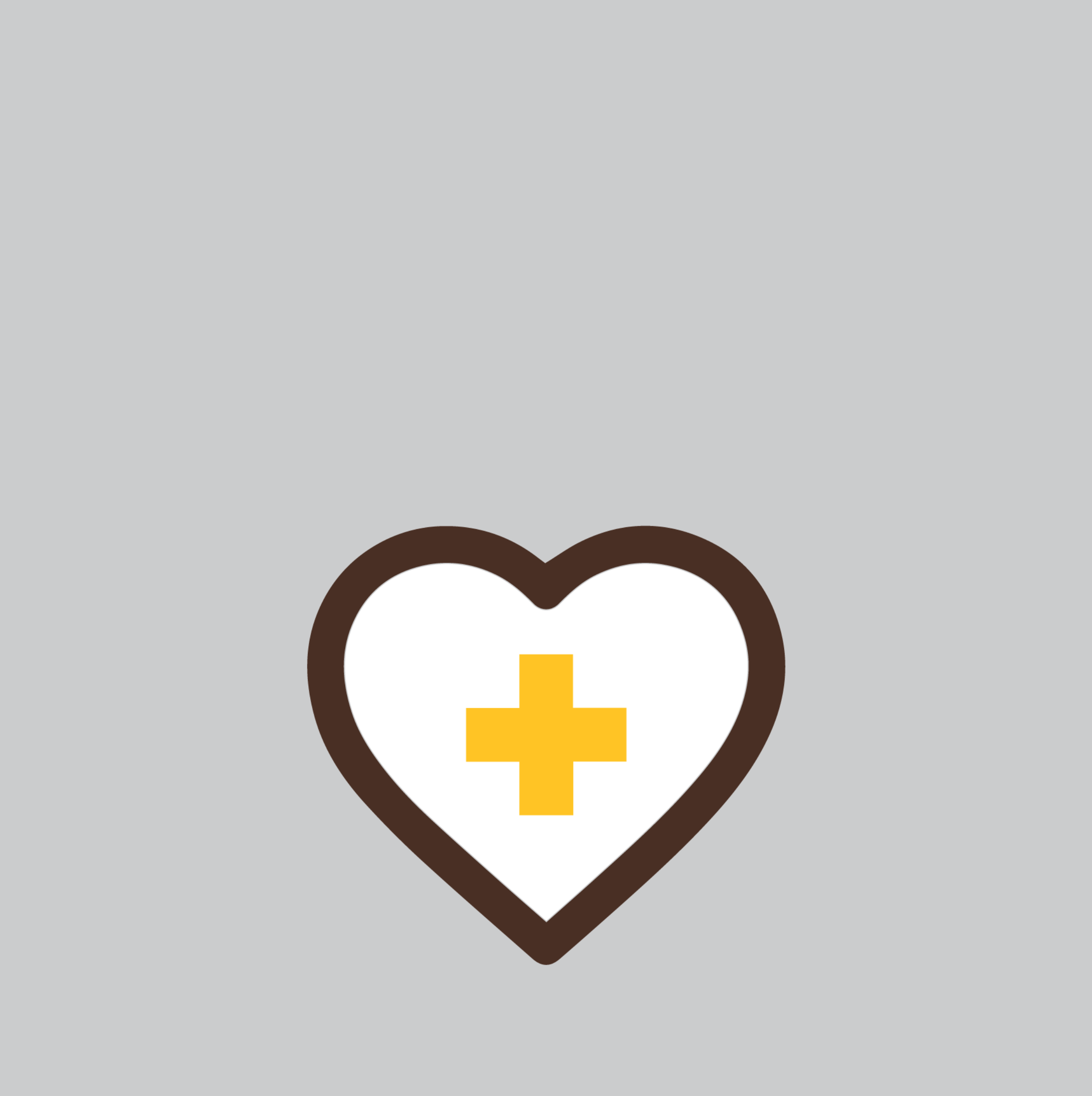 A heart with a central cross on a grey backdrop, illustrating health and well-being.