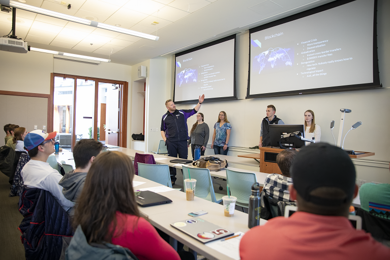 students and instructor in a classroom