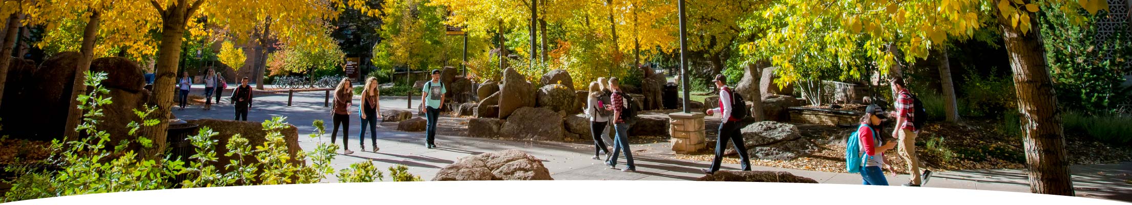 Students walking around Prexy's Pasture in the fall