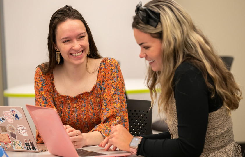 Two students working together