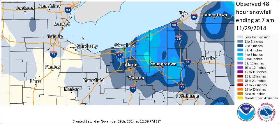 Snowfall from 11/27-11/28, 2014