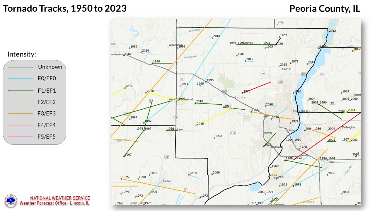 Peoria County tornadoes since 1950