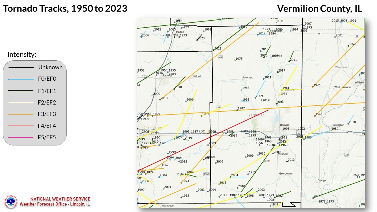 Vermilion County tornadoes since 1950