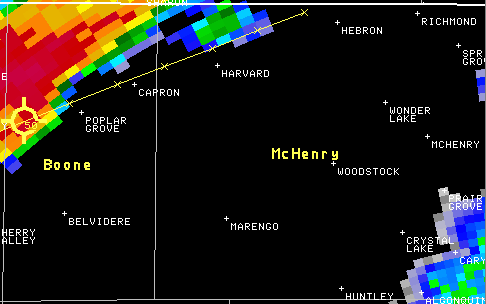 Image showing radar base reflectivity valid at 325 PM January 7 2008