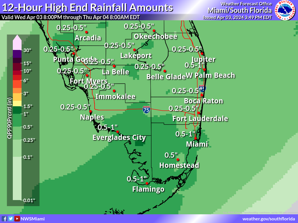 Greatest Possible Rainfall for Night 1