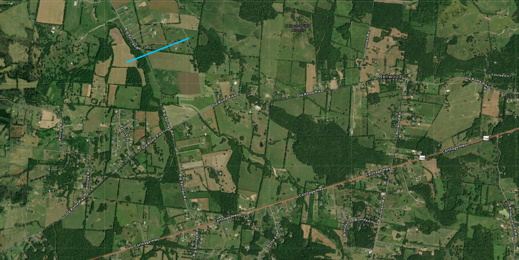 Bellwood Tornado Path Map