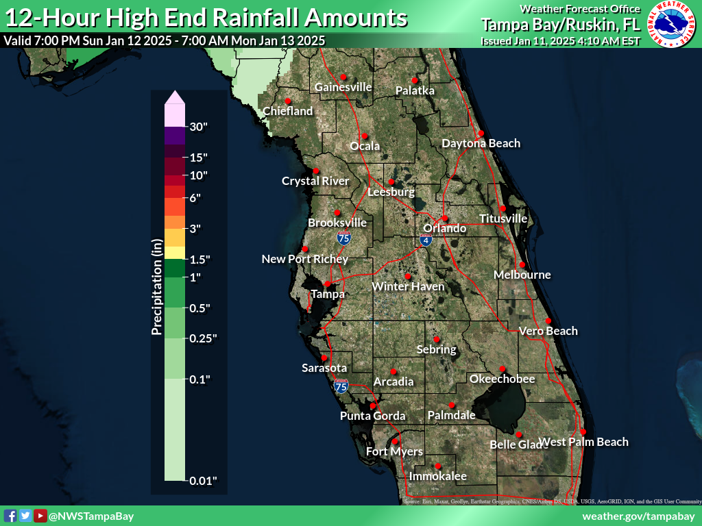 Greatest Possible Rainfall for Night 2