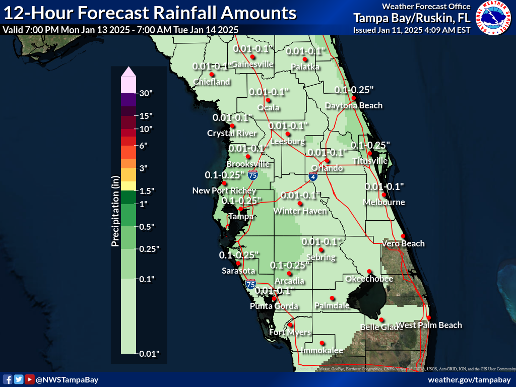 Expected Rainfall for Night 3