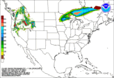 Day 2 probability of snow accumulating greater than or equal to 1 inch.