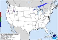 Day 2 probability of snowfall greater than or equal to 4 inches